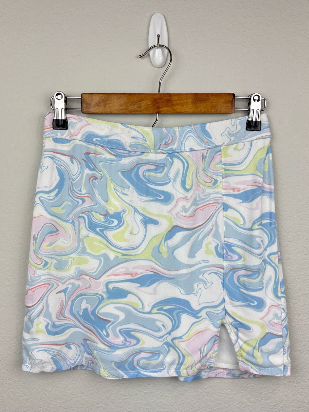 Abercrombie Kids Girls Size 13/14 White Blue Swirl Pull-On Mini Skirt Retro Y2K